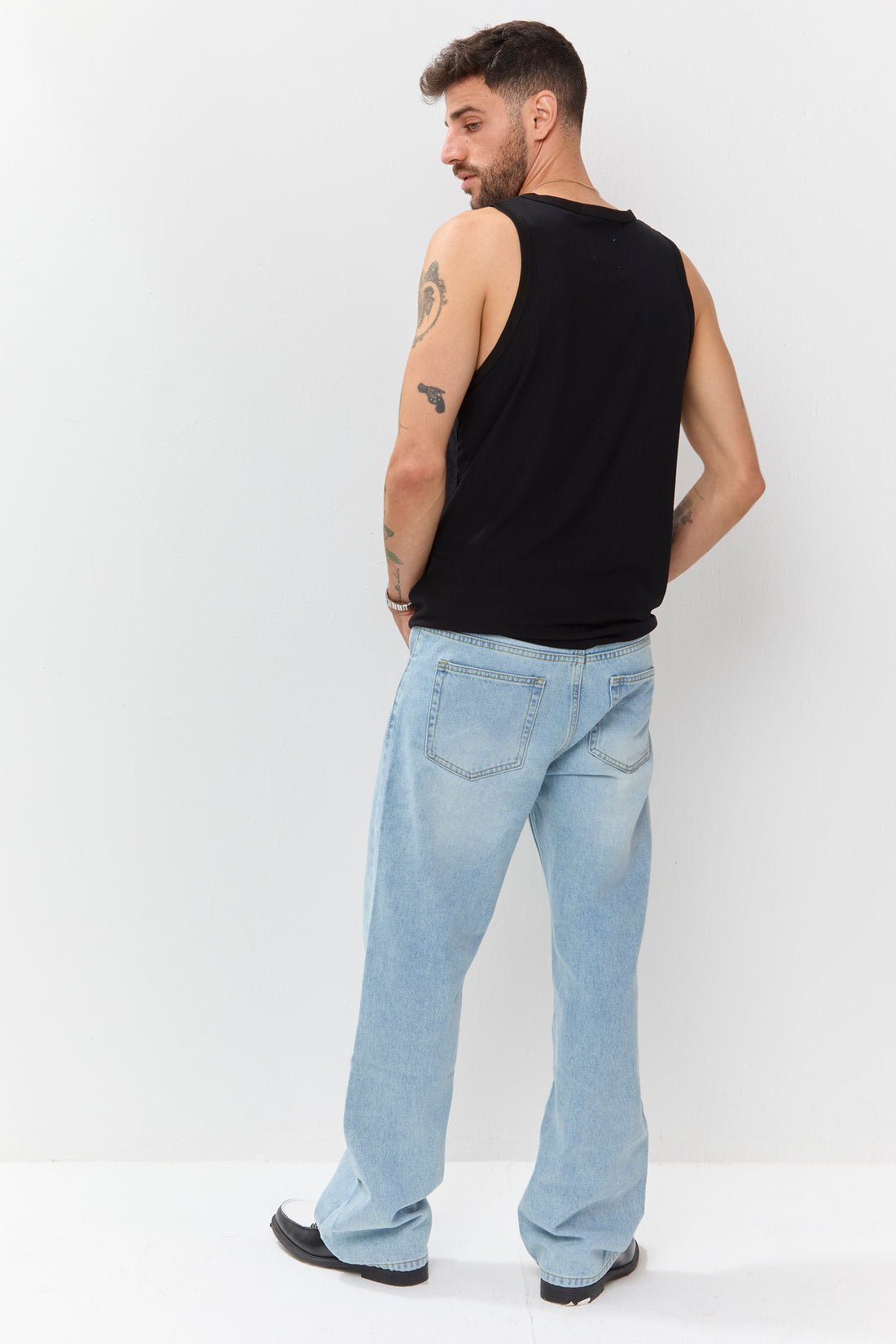 Men's Black Ribbed Cotton Tank Top