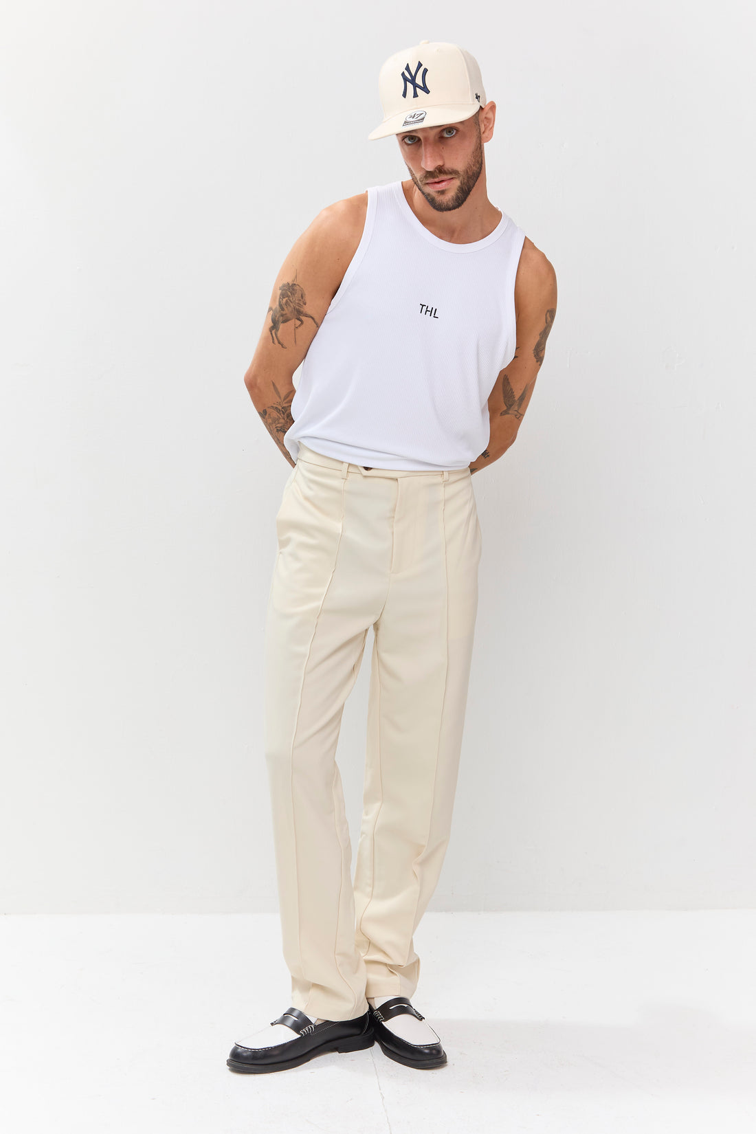 Beige Elegant Trousers