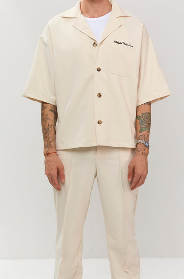Beige Button-Up Shirt